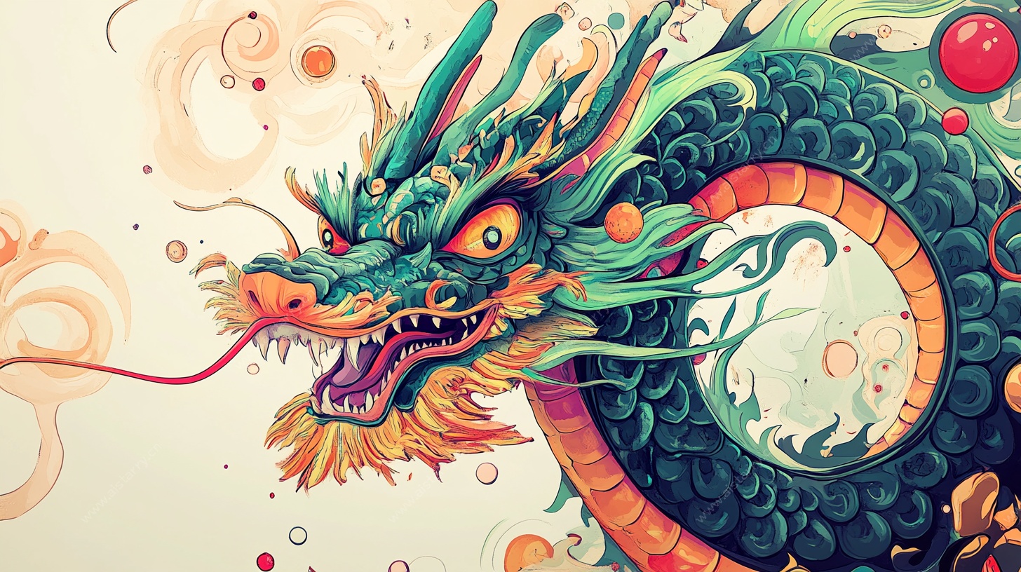 国风龙图腾插画