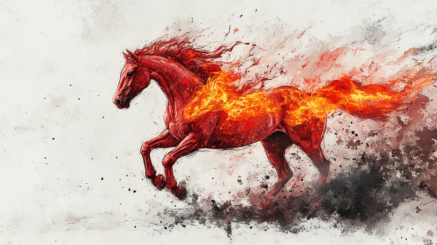 烈焰奔腾骏马图