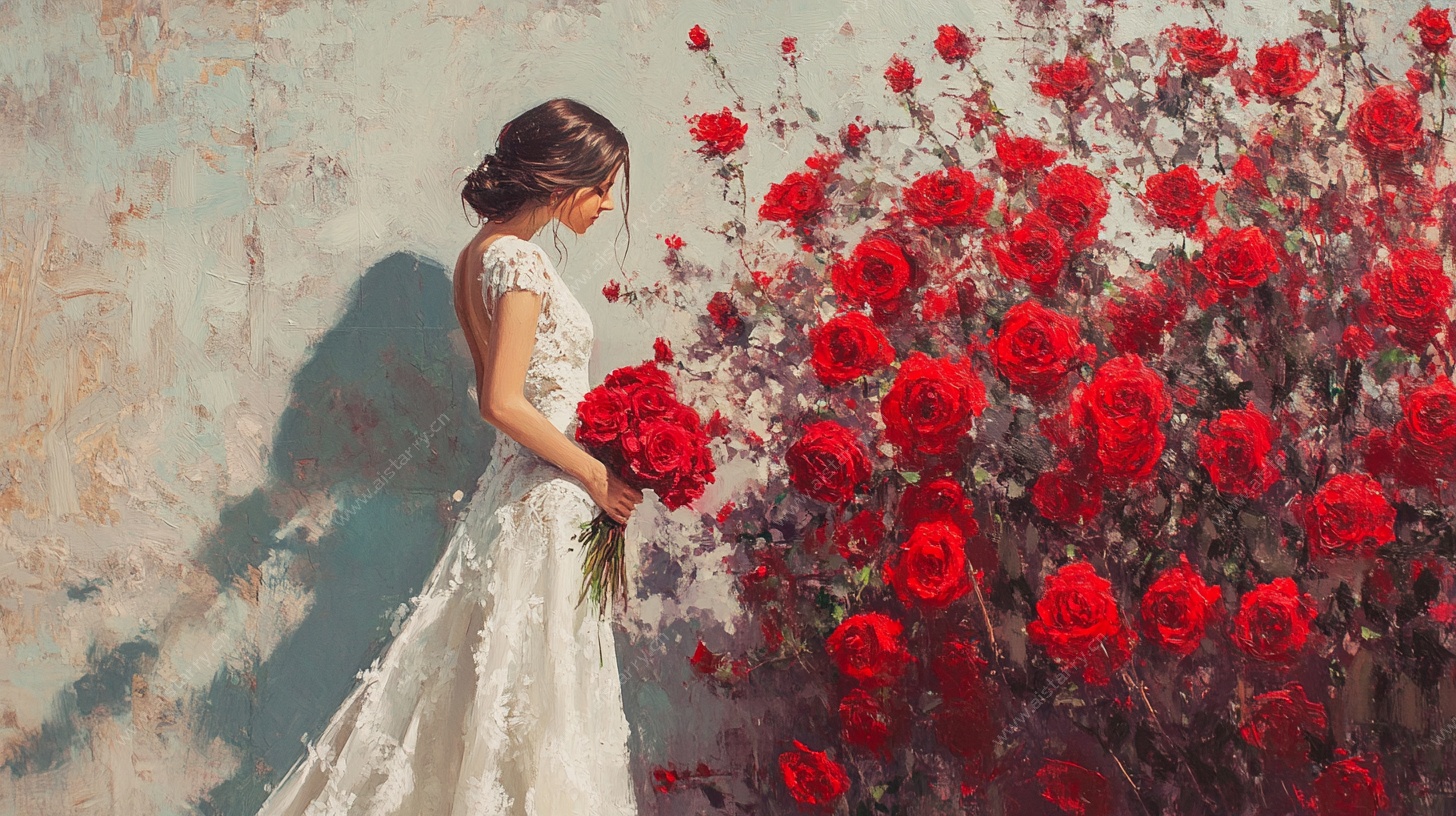 新娘与红玫瑰的浪漫邂逅