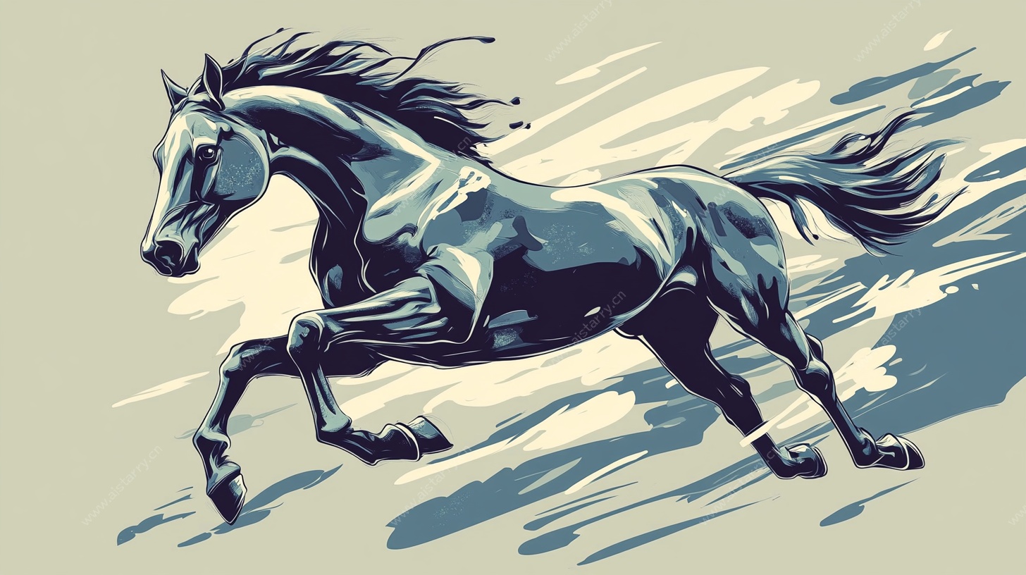 奔腾骏马图