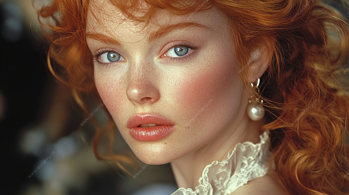 红发佳人复古优雅肖像