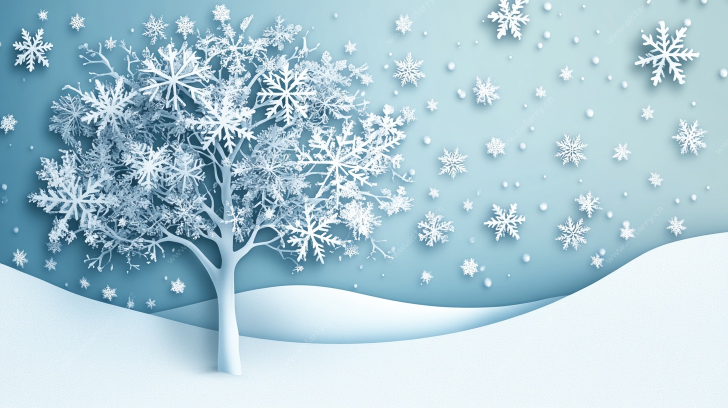 冬日雪花树景图