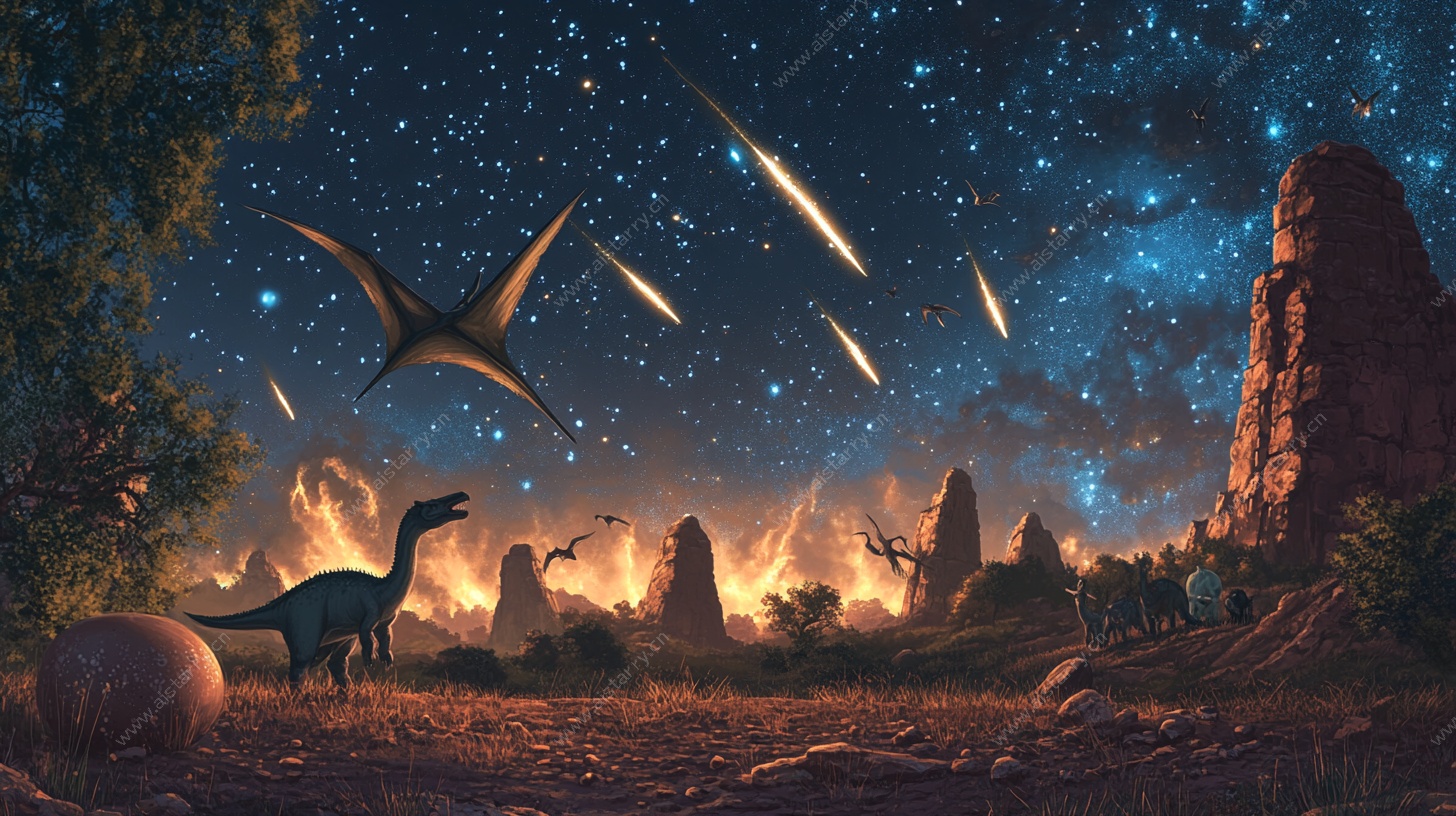 恐龙在星夜下的奇幻场景