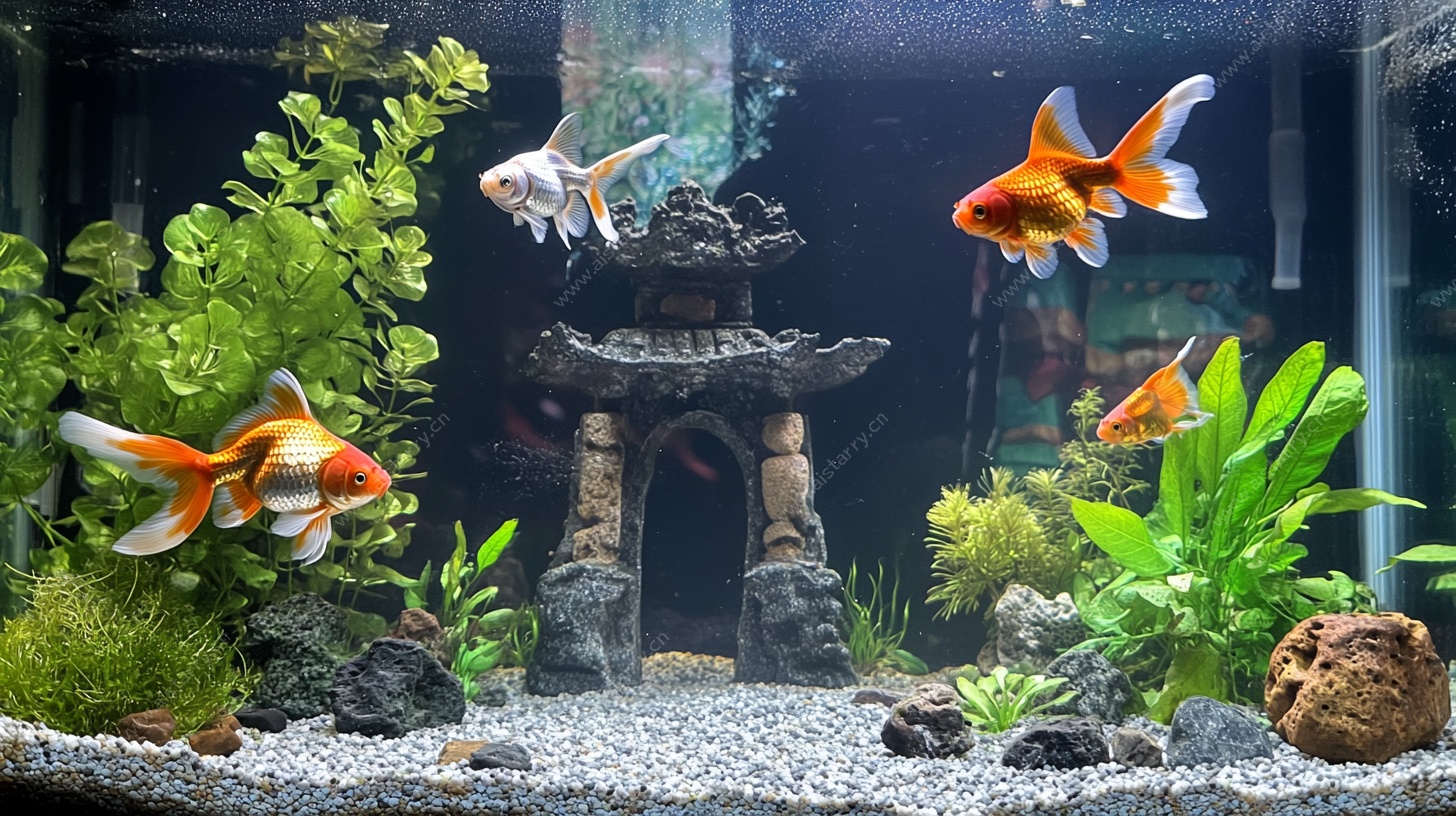 金鱼悠游的水族景观