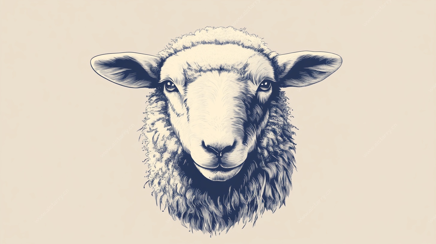 绵羊头像插画