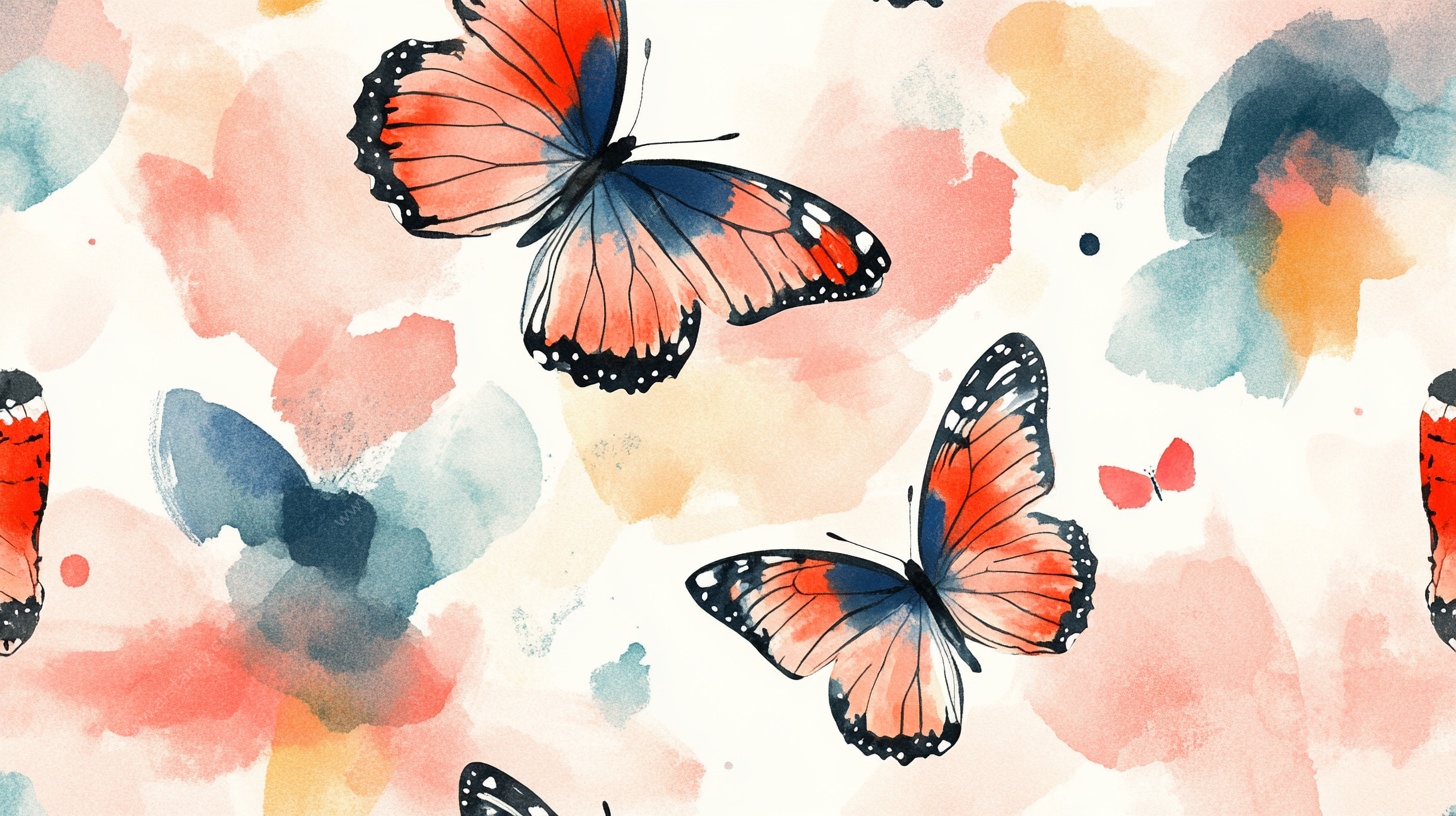 水彩蝴蝶梦幻图案