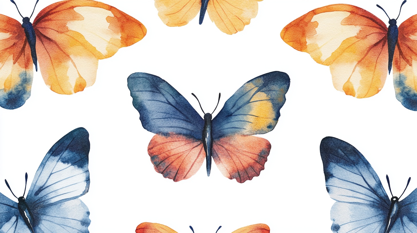 水彩蝴蝶图案