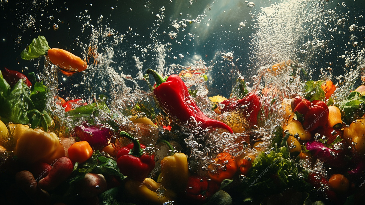 缤纷蔬菜入水瞬间