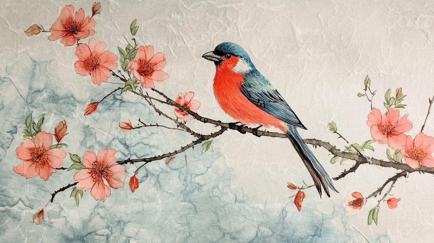 花鸟水彩画 枝头雀影