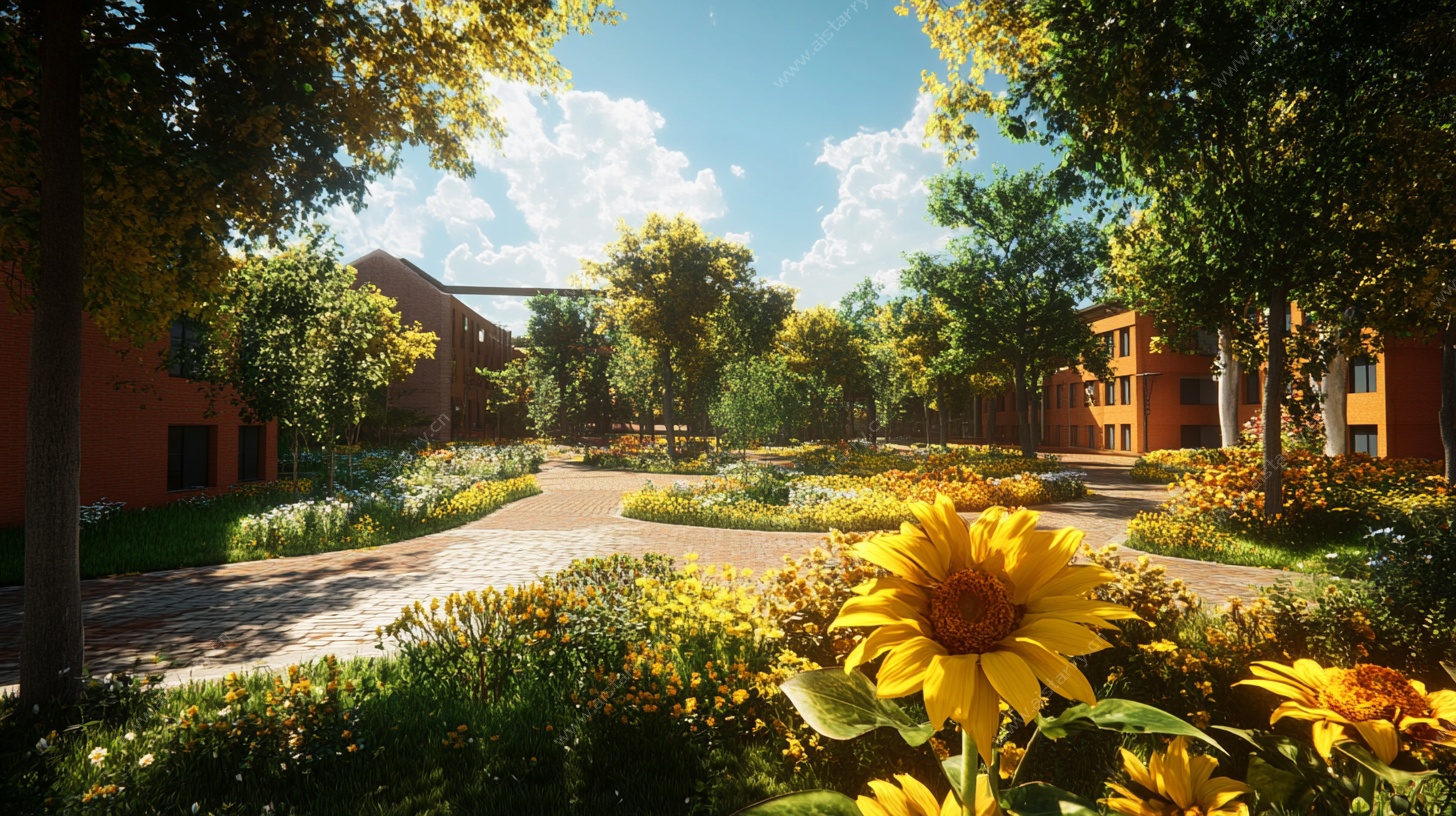 阳光校园花园美景