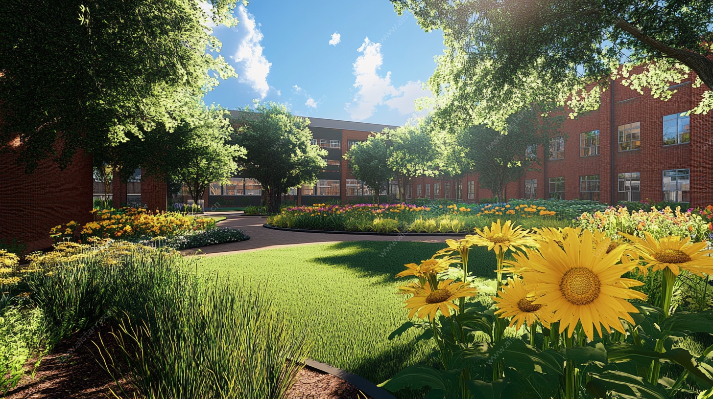 校园花园阳光美景