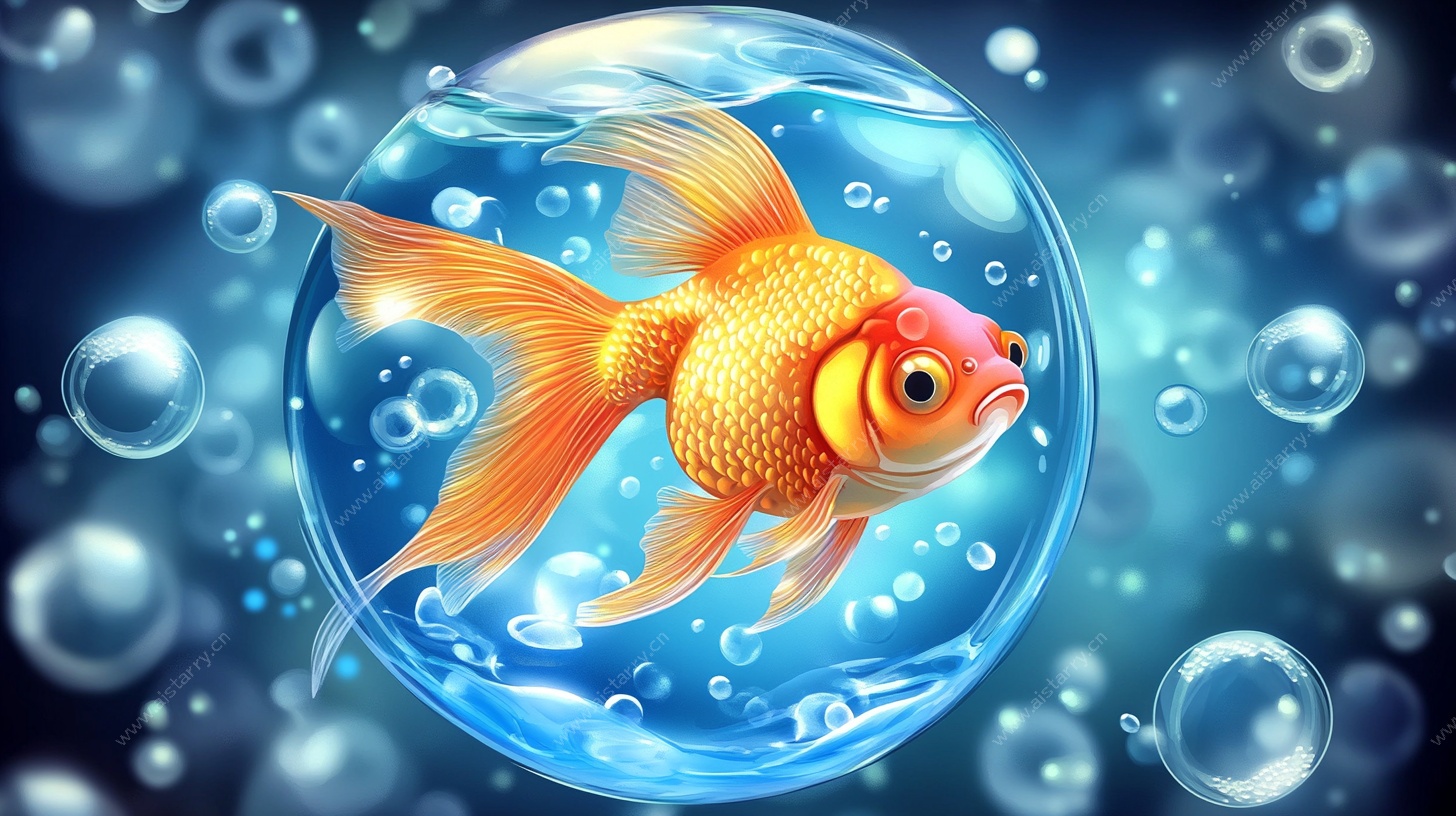 梦幻金鱼游弋于气泡中