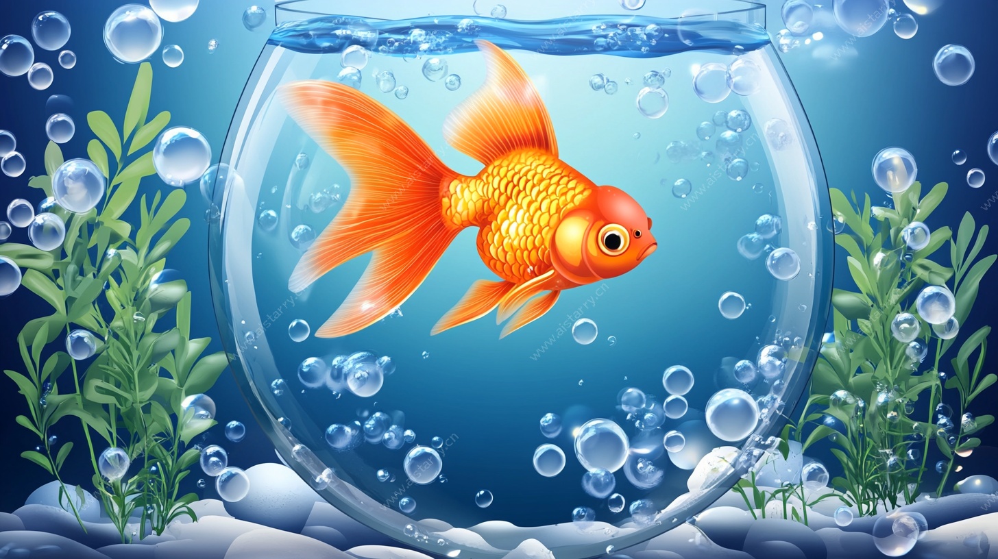 玻璃鱼缸中的灵动金鱼