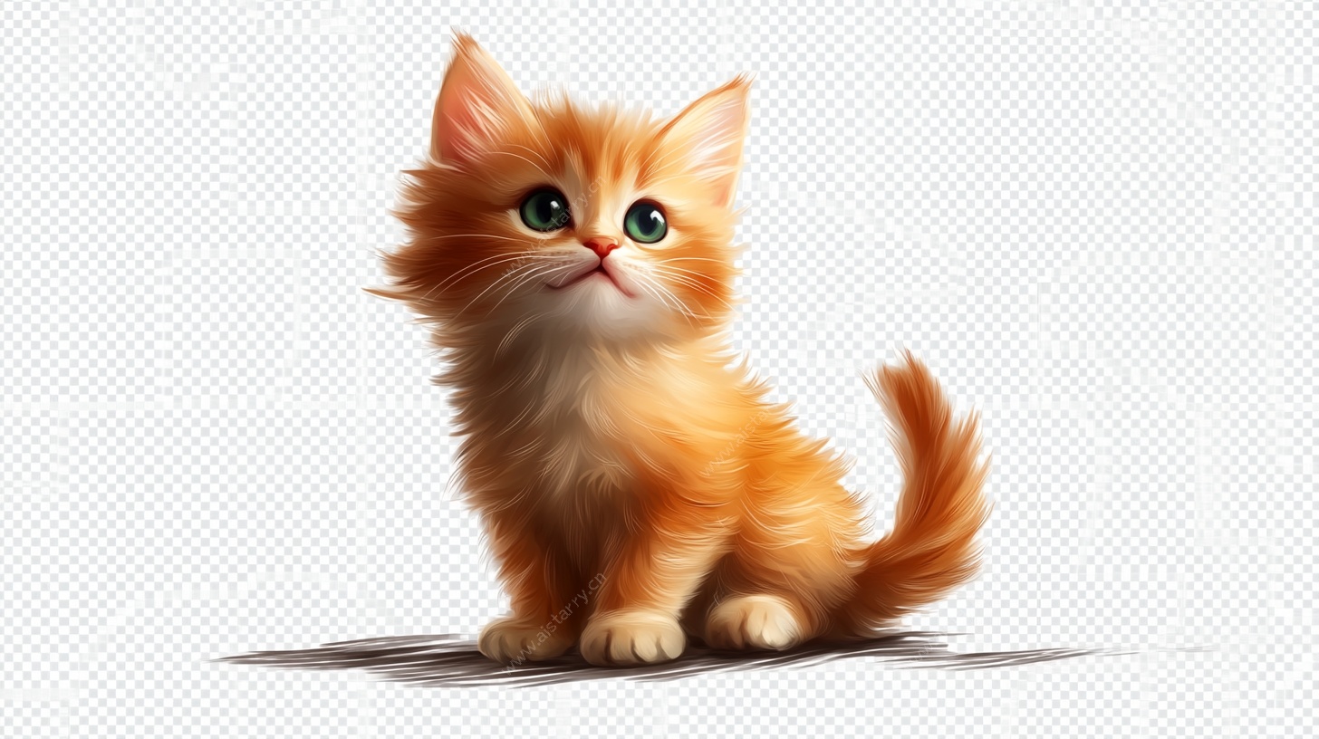 可爱橘色小猫插画