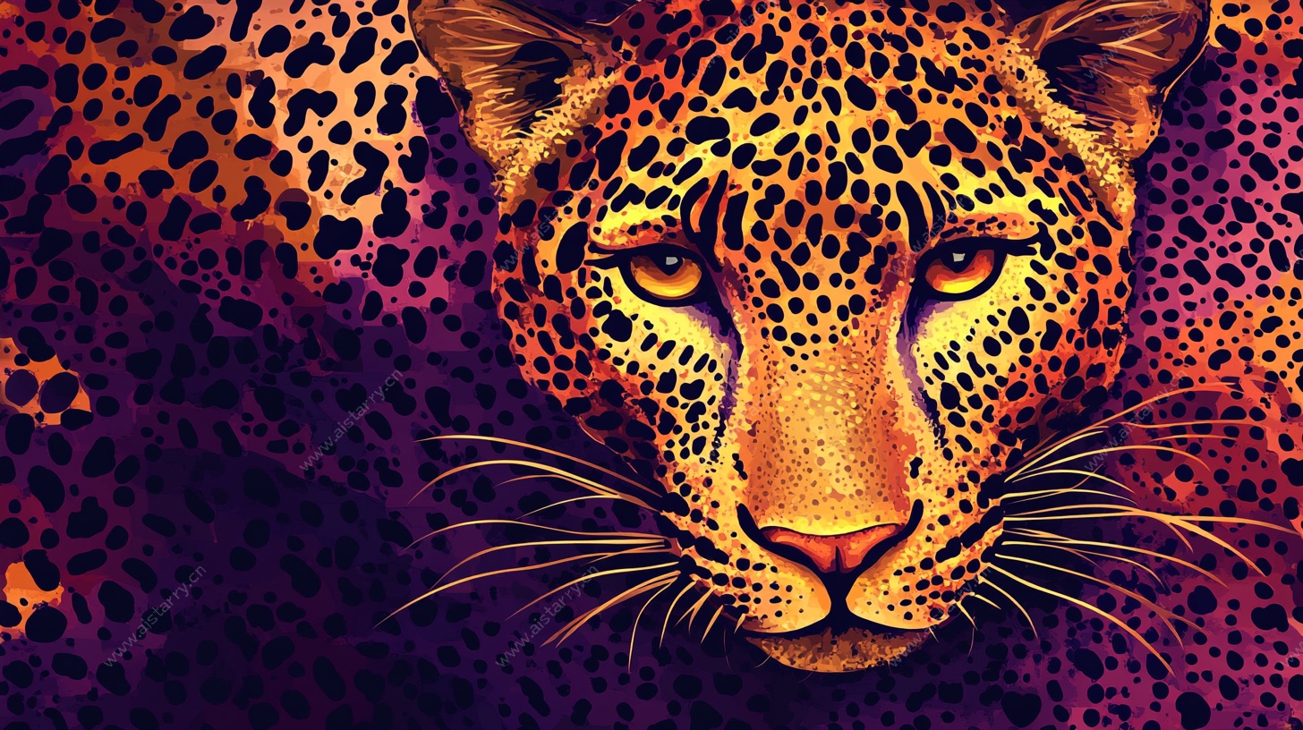 豹纹风格的猎豹肖像插画