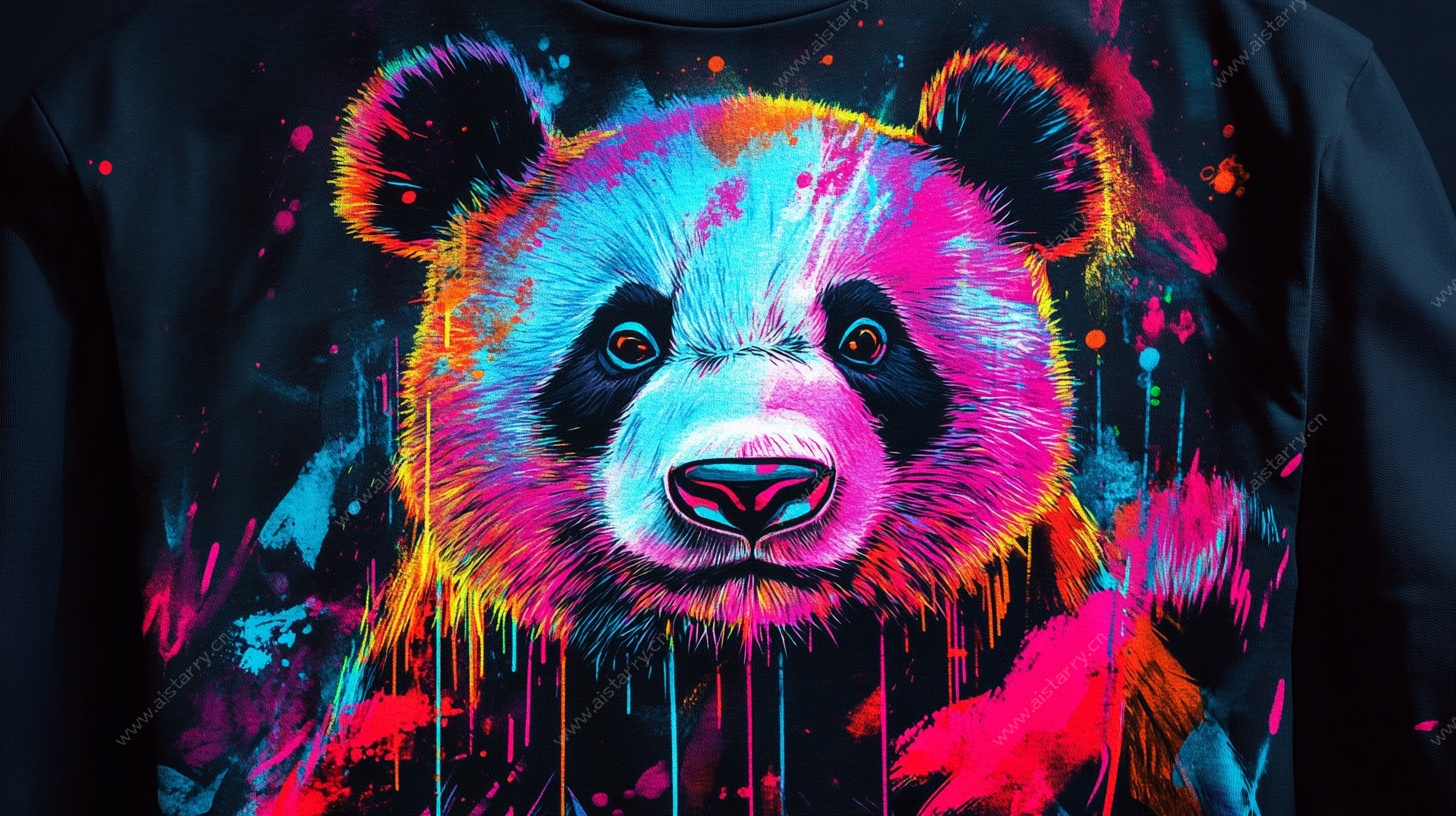 炫彩熊猫T恤图案设计