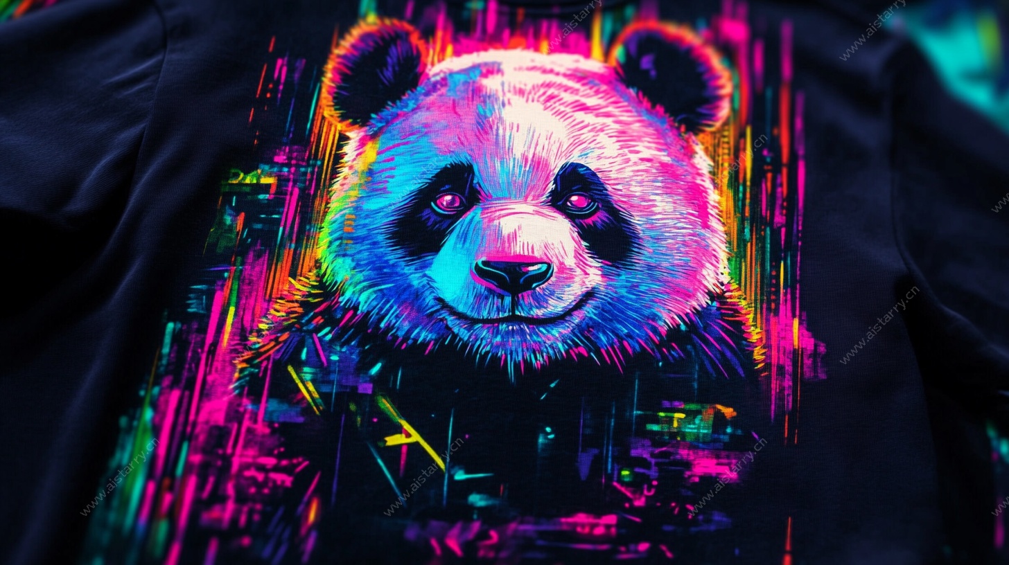 炫彩熊猫T恤图案设计