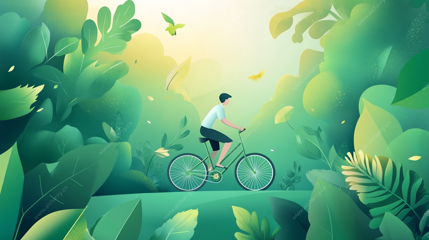 骑行于绿意盎然的森林间
