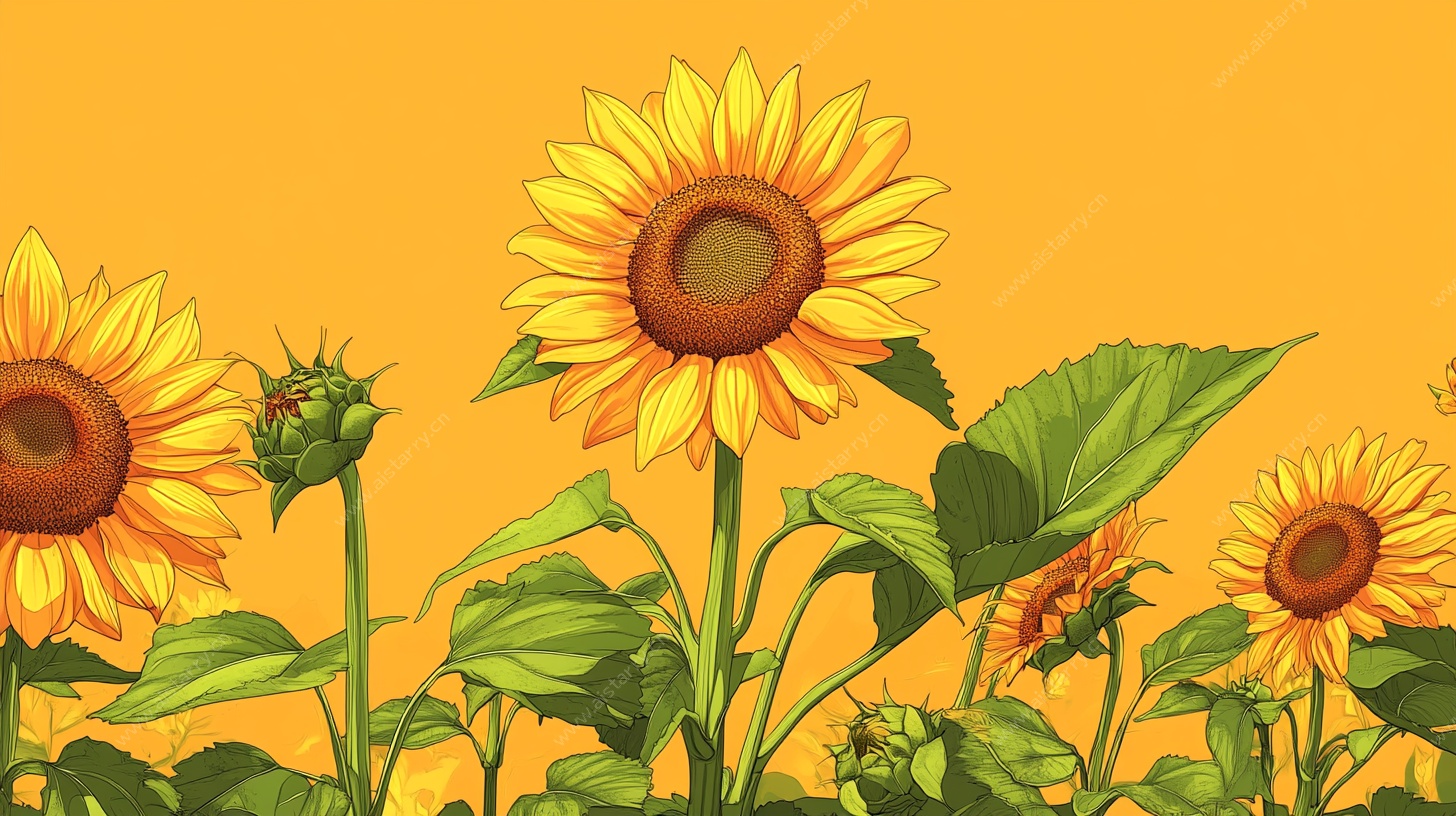 向阳向日葵插画