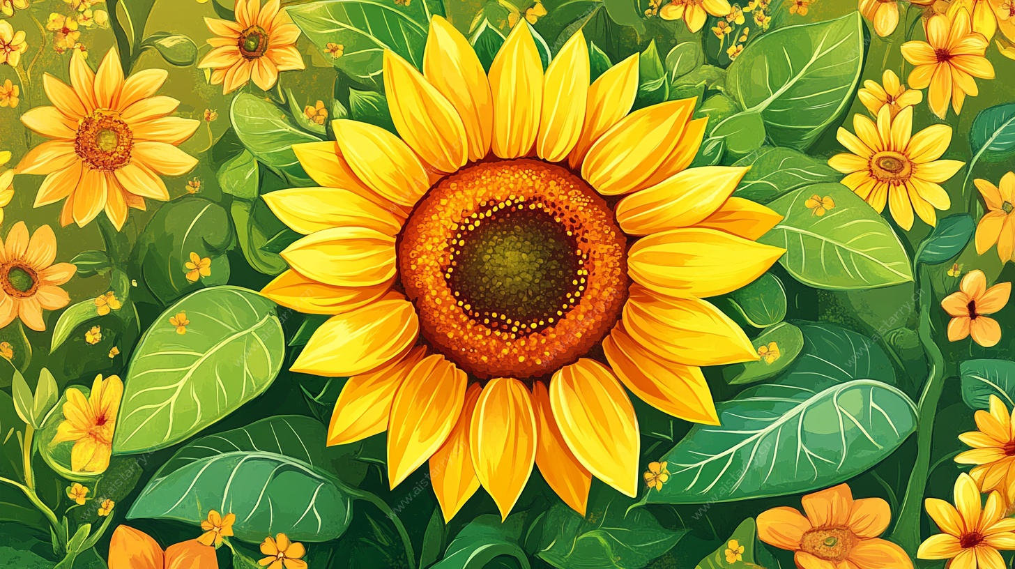 向日葵花卉插画作品