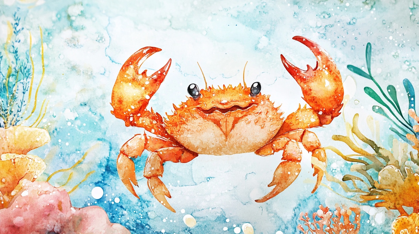 水彩海洋螃蟹插画