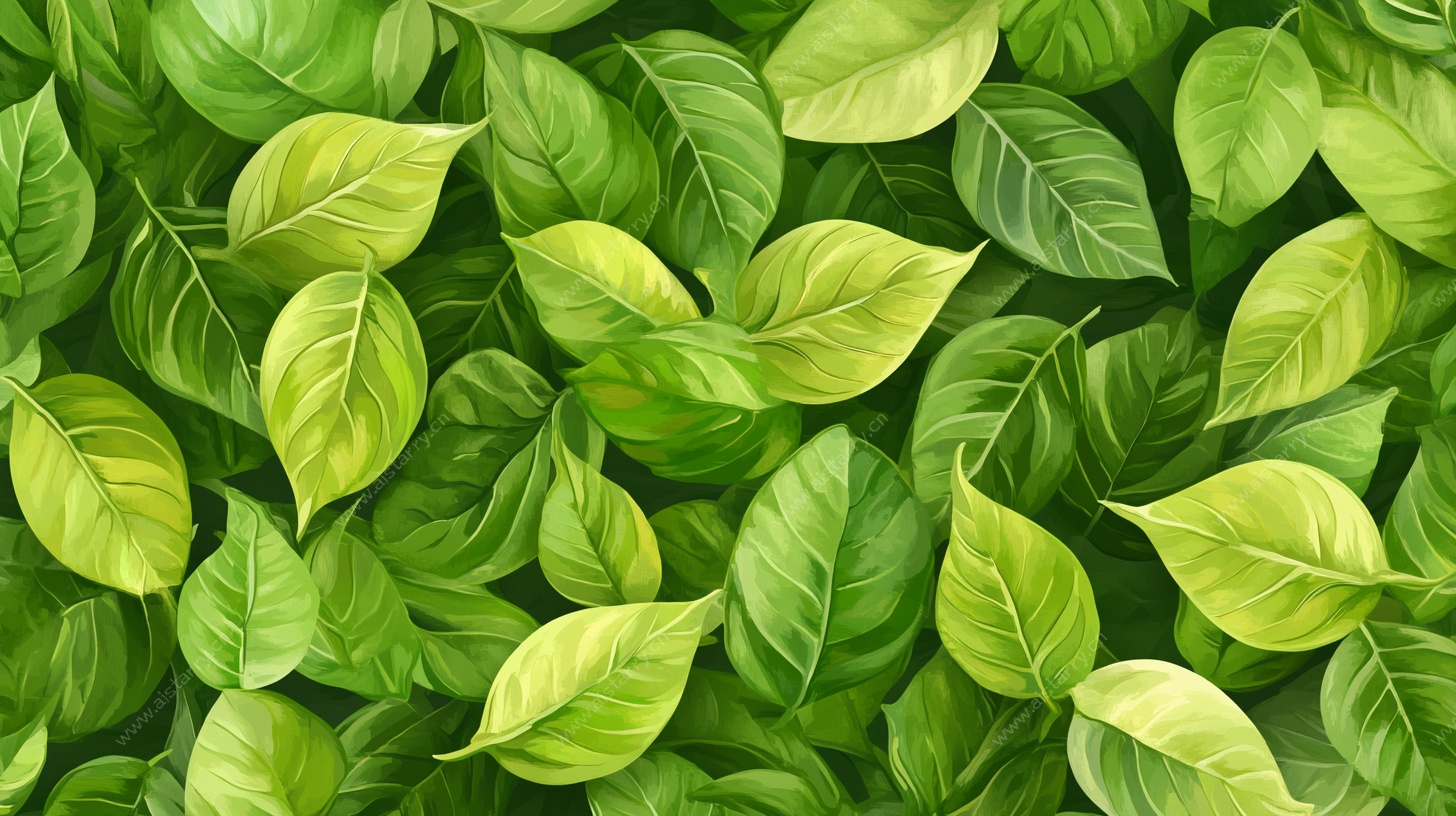 翠绿叶片无缝背景图案