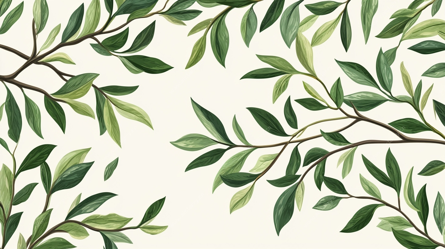 清新绿叶植物无缝图案
