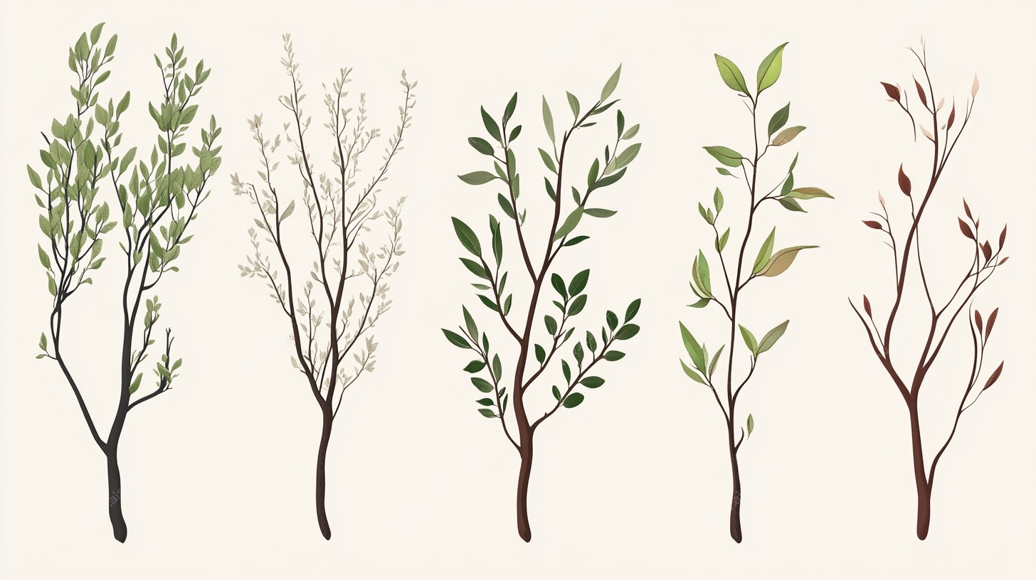 手绘绿植枝条插画