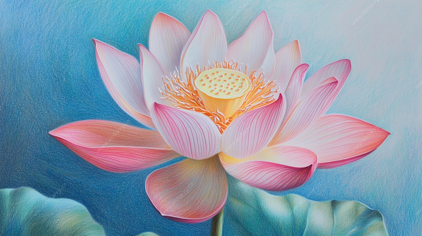 绽放的粉荷油画