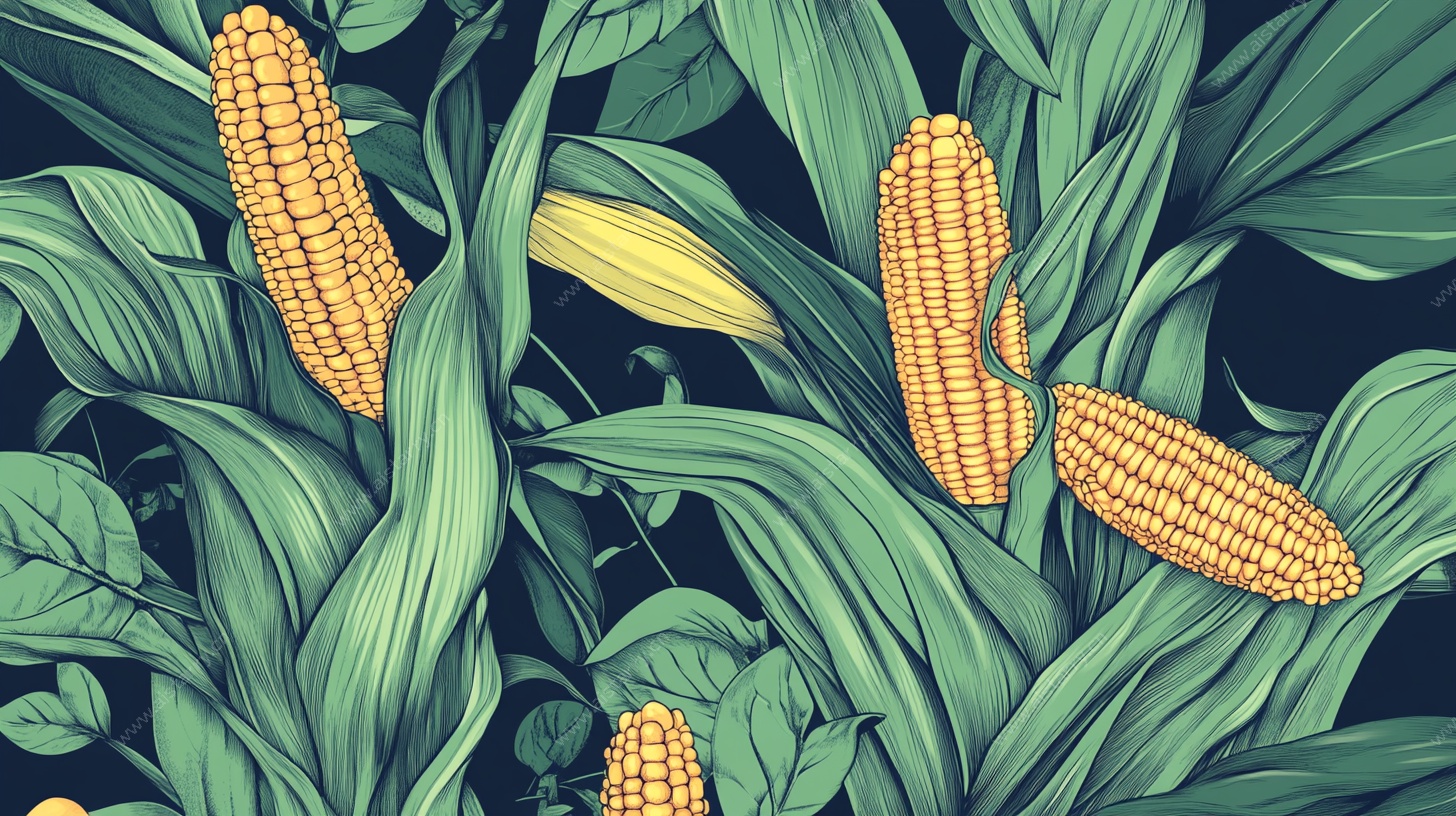 手绘玉米植物插画