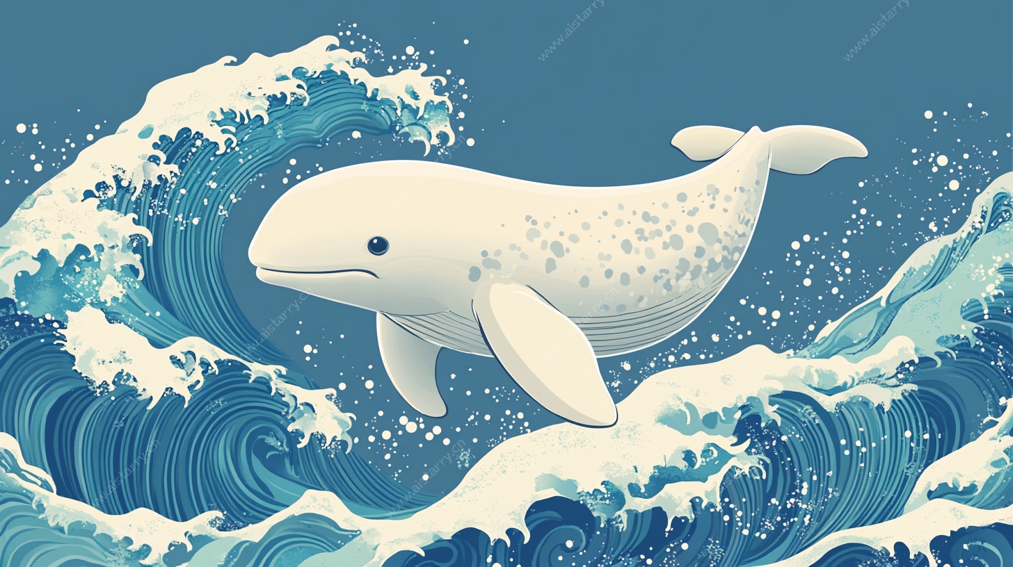 白鲸跃浪图