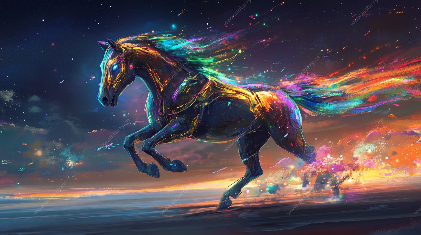梦幻炫彩奔马图