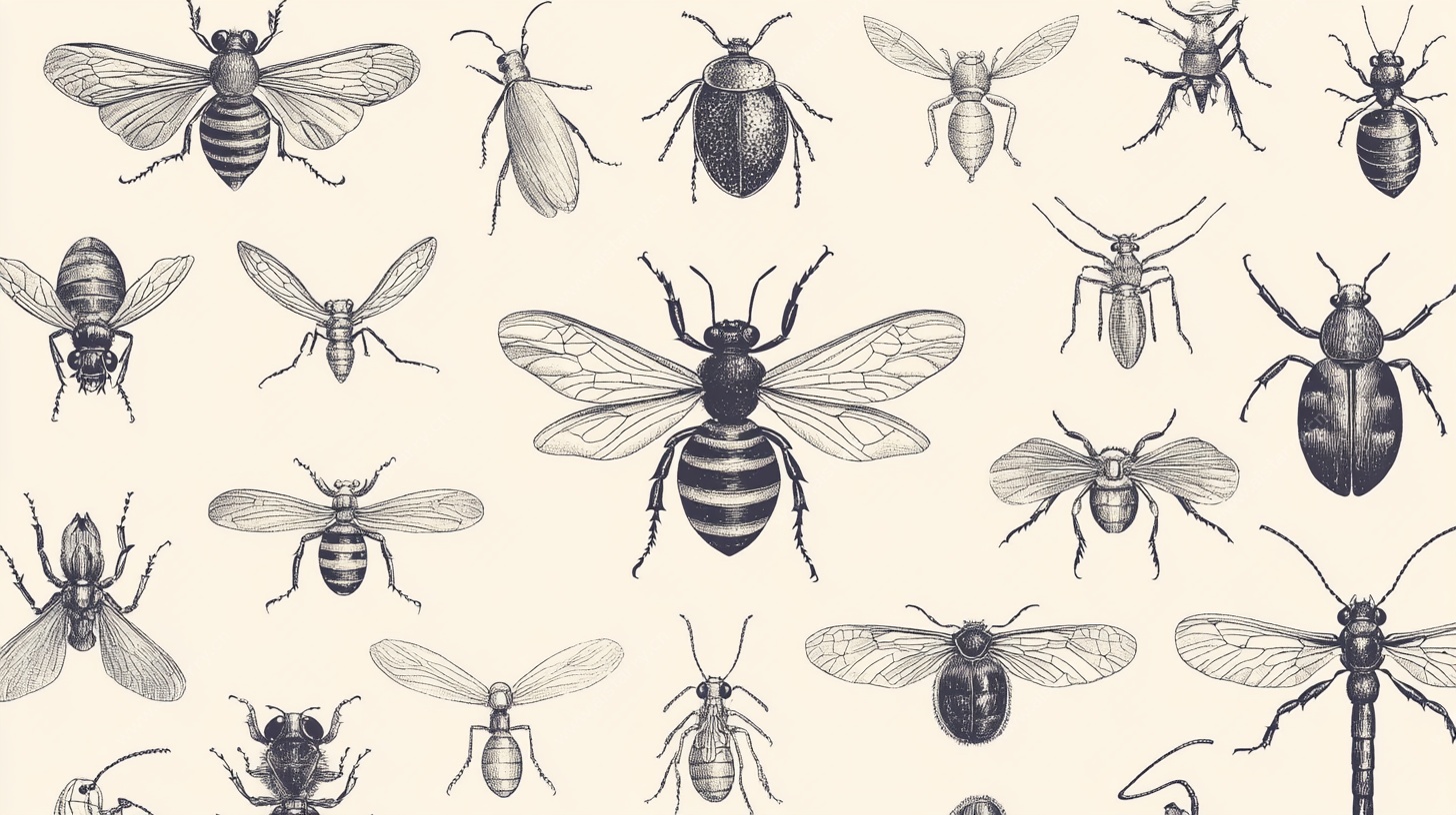 复古风昆虫插画集合