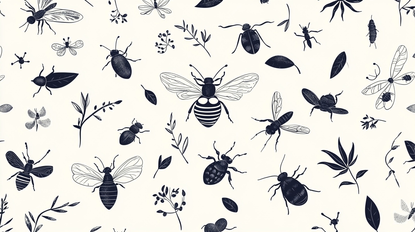 昆虫花卉简约图案背景