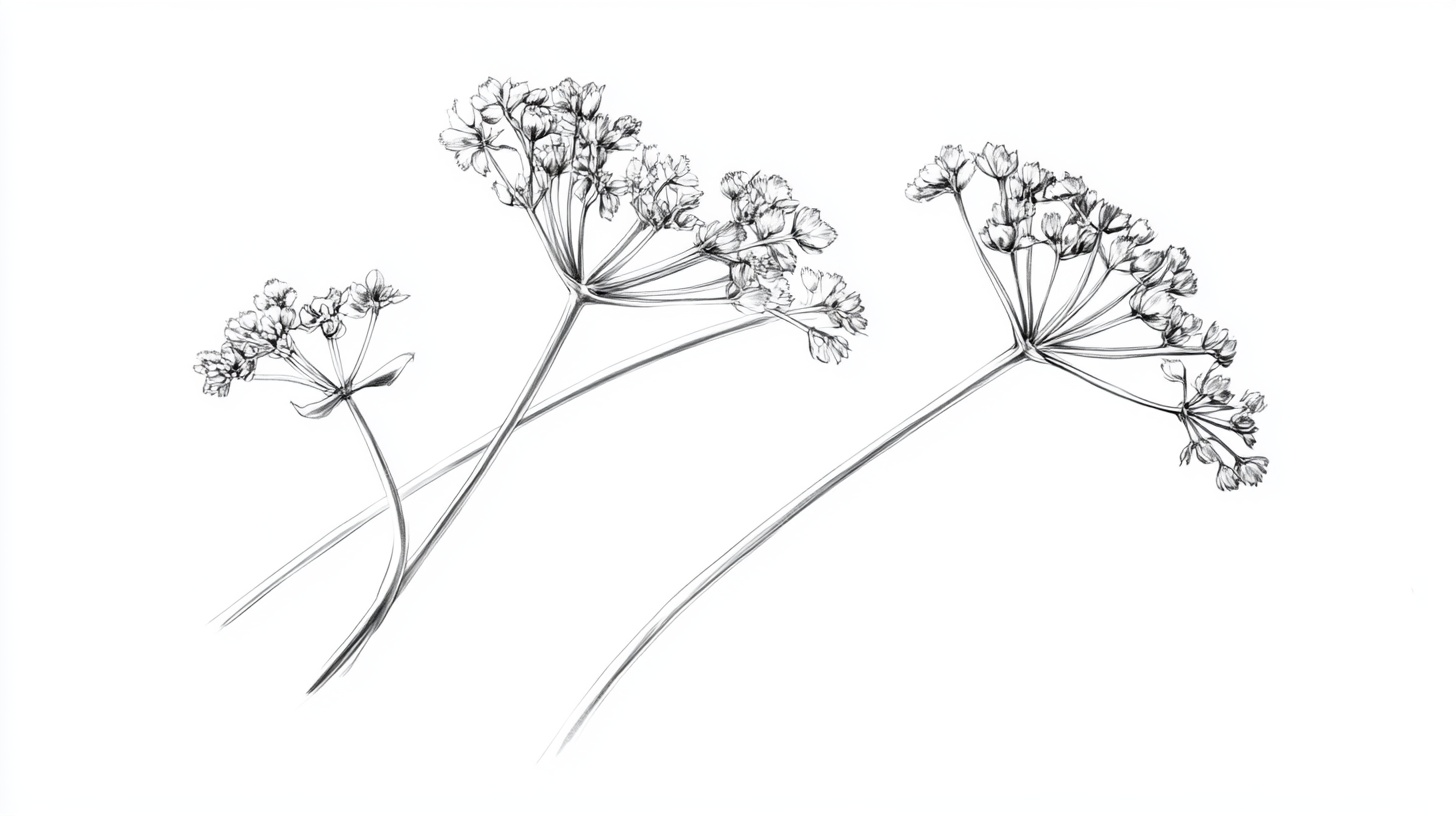 黑白花卉线描插画