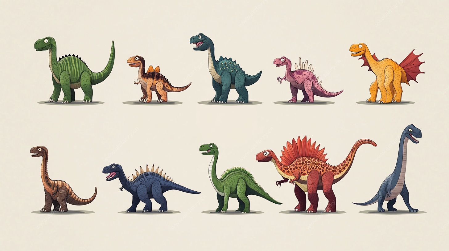 可爱卡通恐龙集合图
