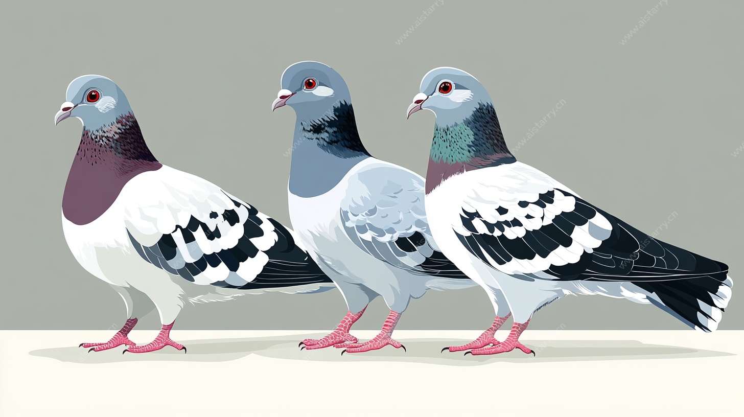 三只鸽子插画作品