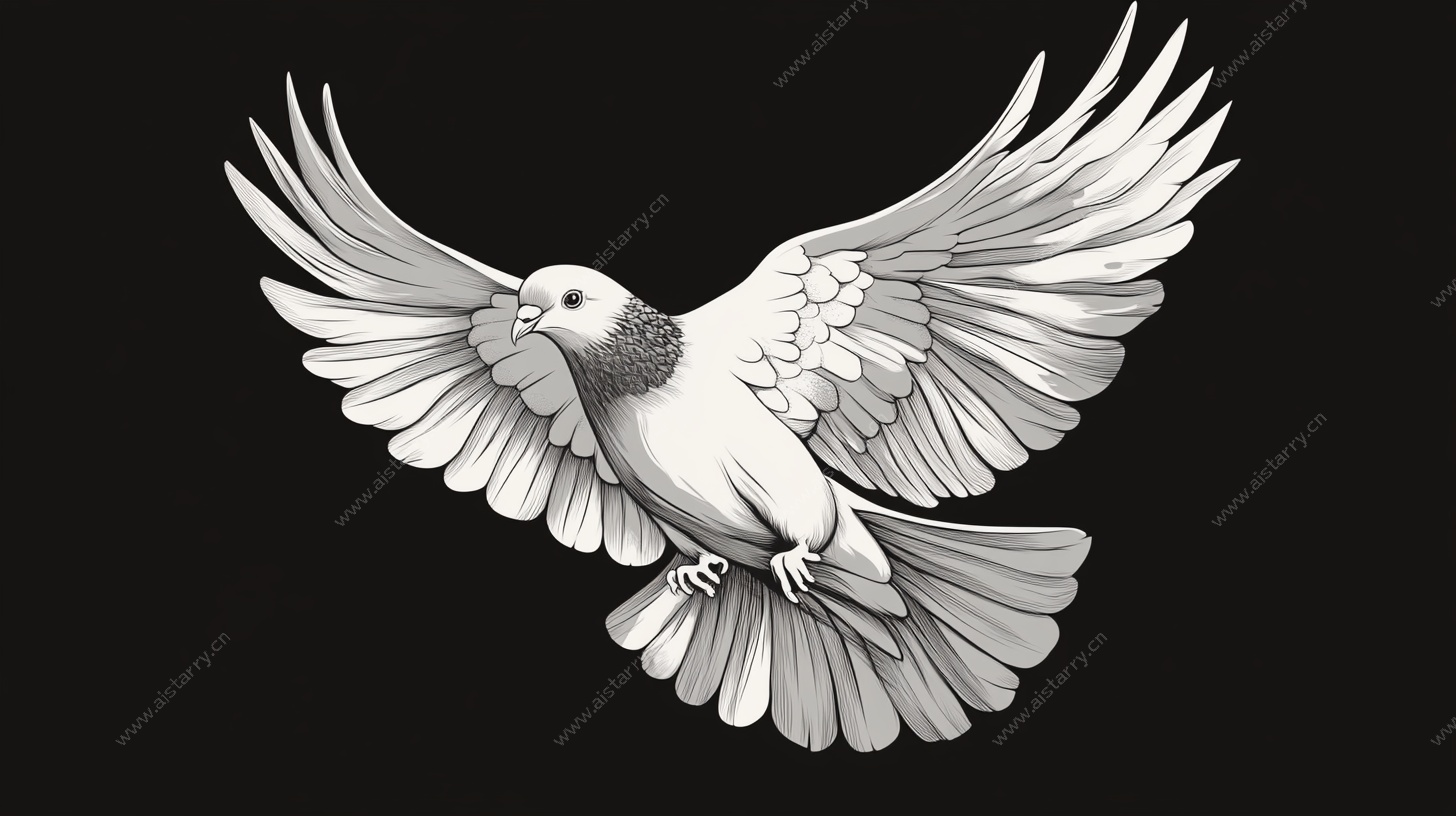 展翅飞翔的白鸽