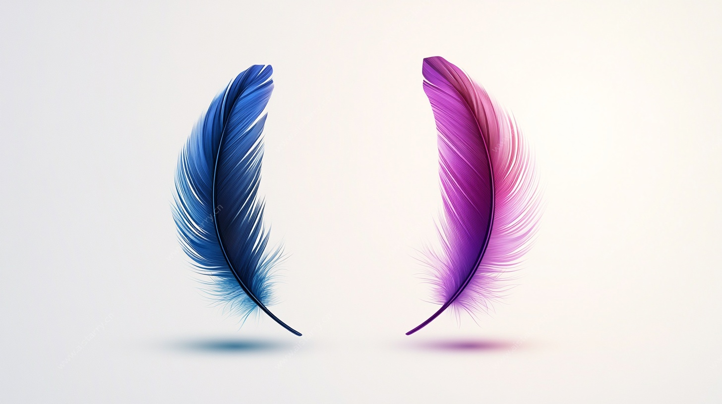 双色轻盈羽毛插画