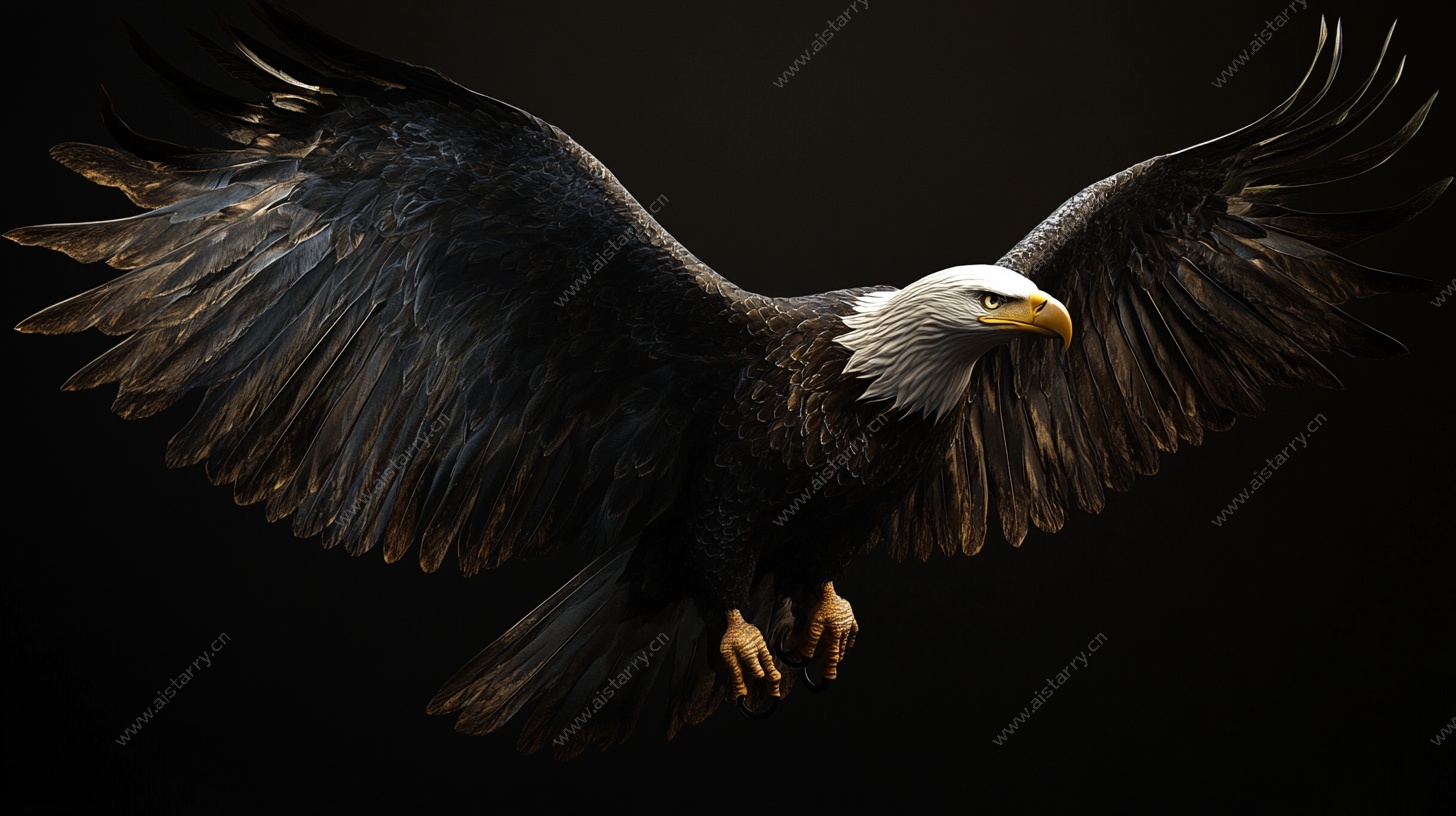 展翅翱翔的白头海雕