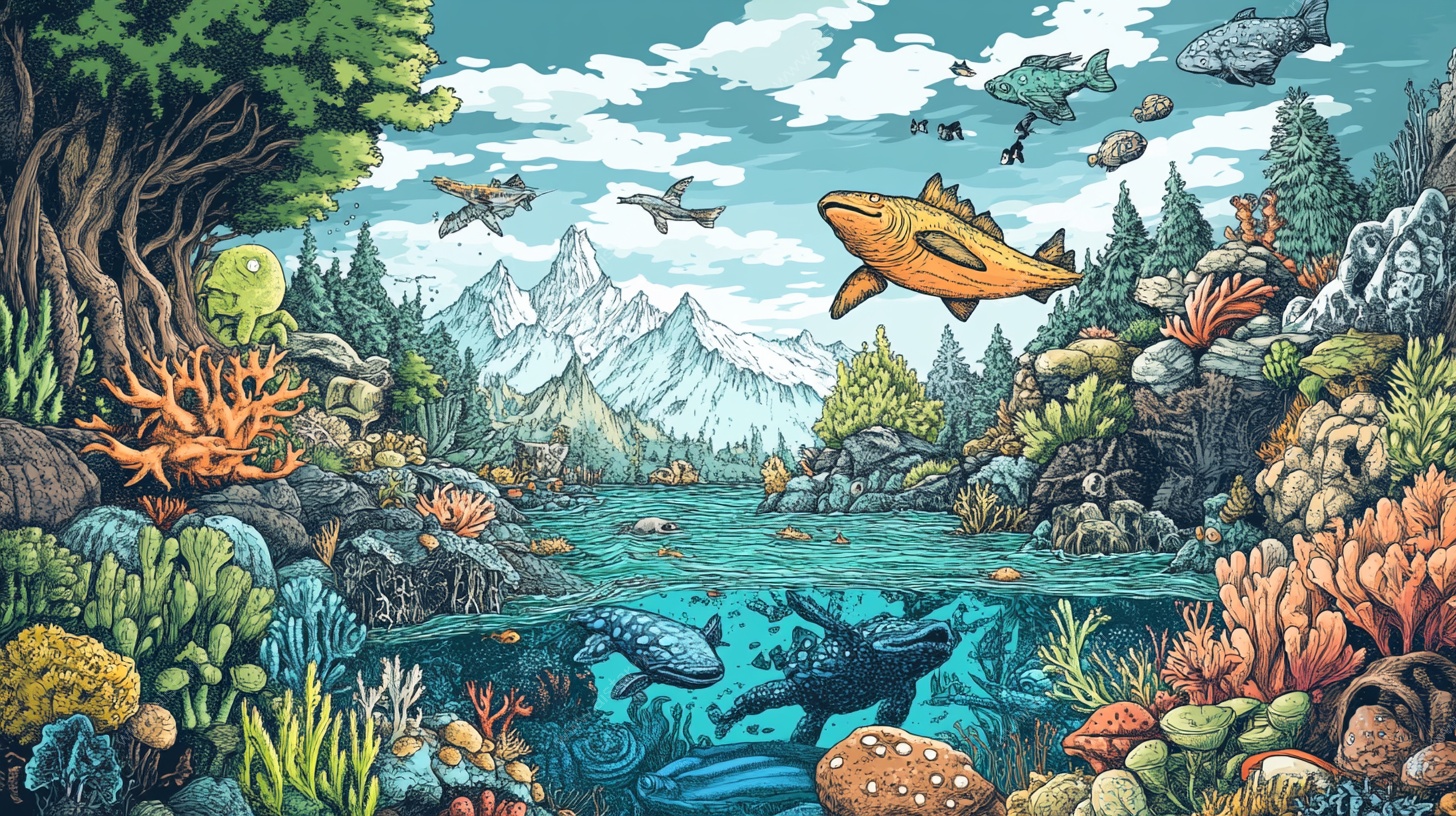 奇幻水下森林景观插画