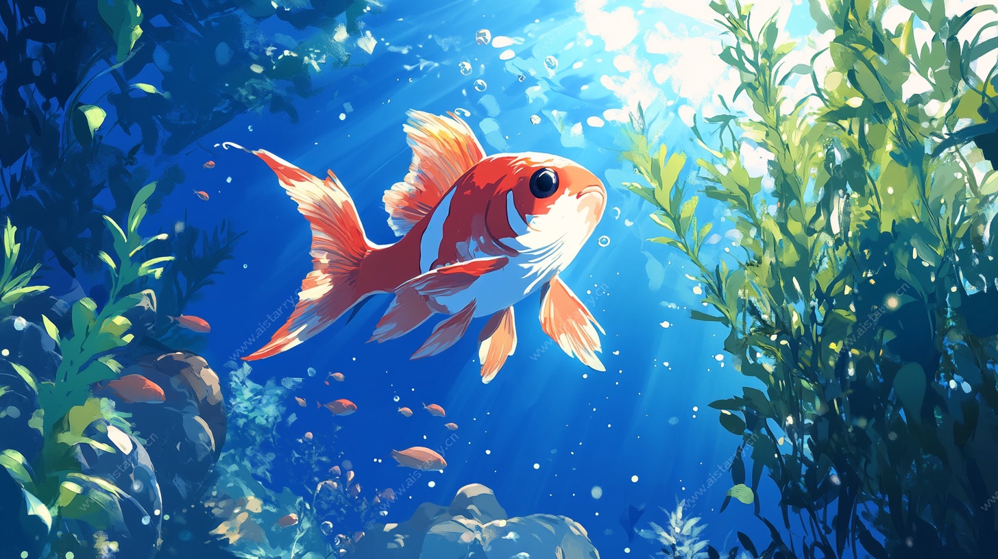 畅游海底的美丽金鱼