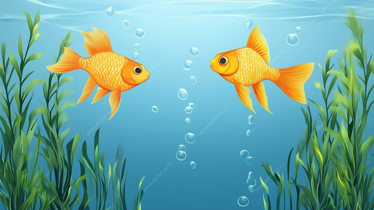 水中金鱼嬉戏图