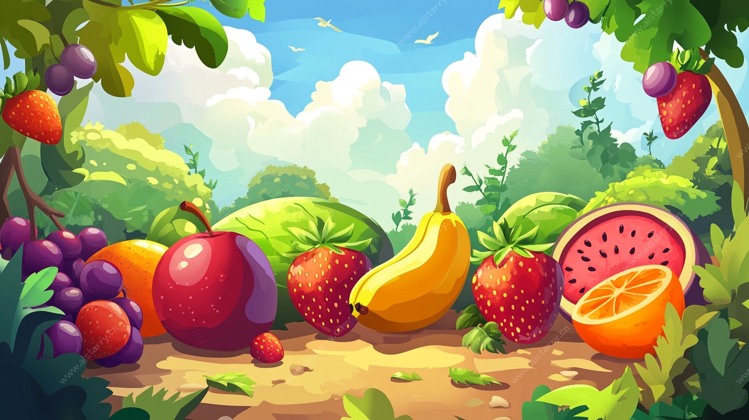 缤纷水果田园插画场景