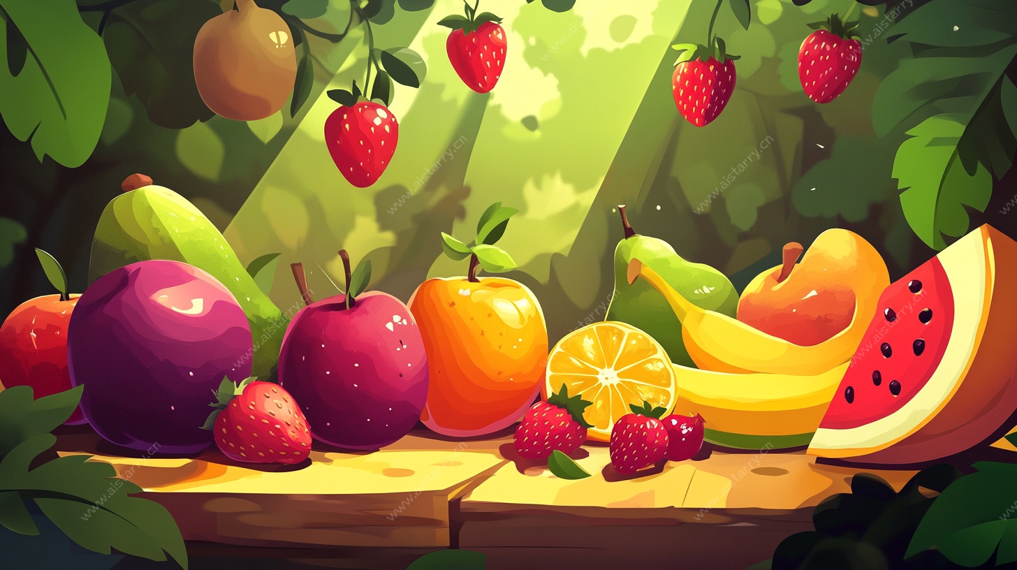 阳光果园中的缤纷水果