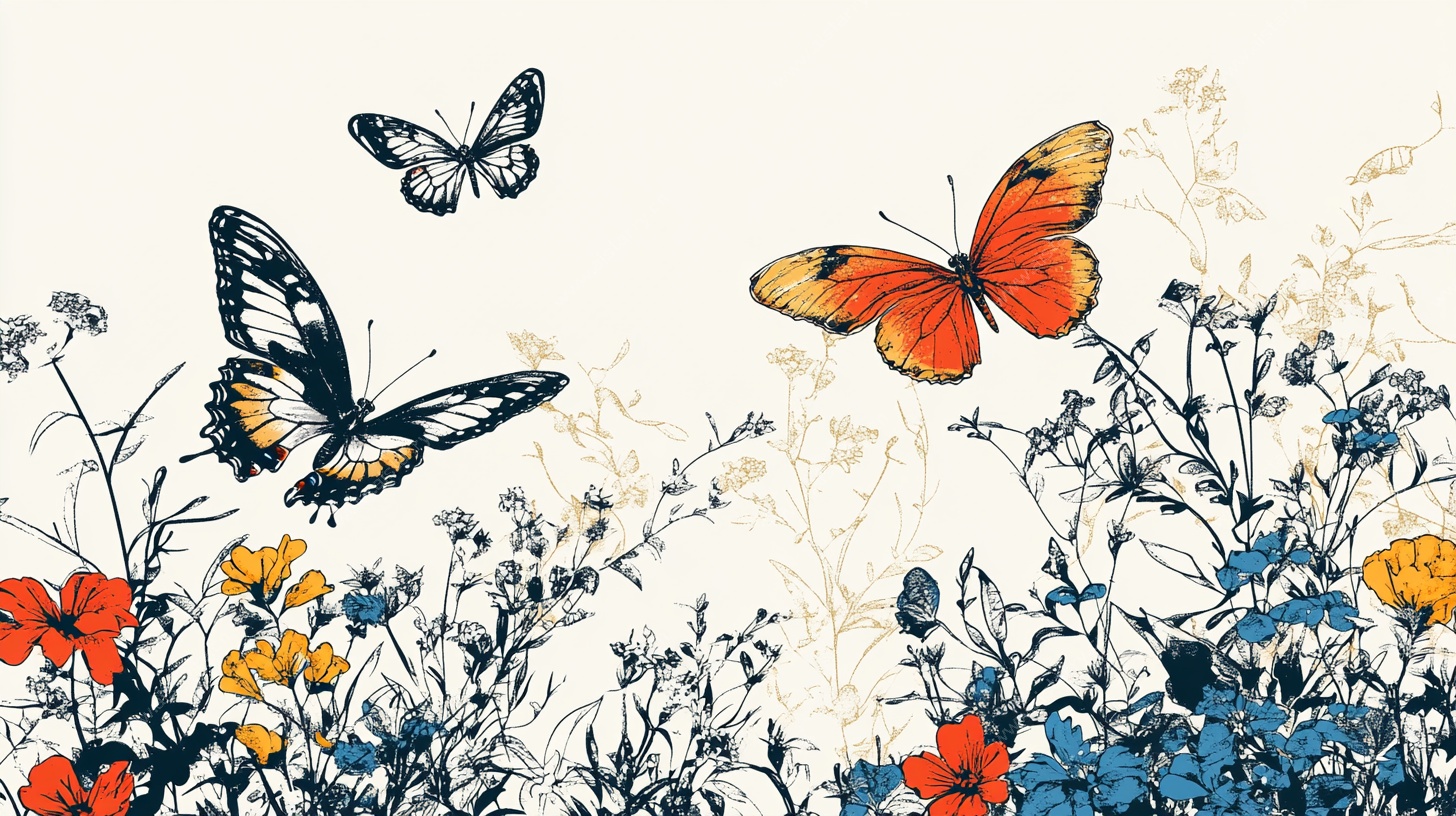 花丛间飞舞的多彩蝴蝶