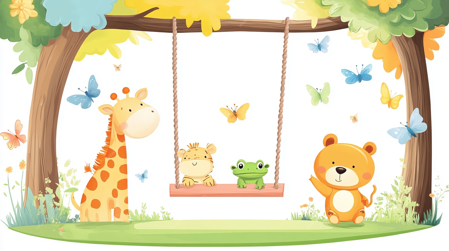 动物们的秋千欢乐时光