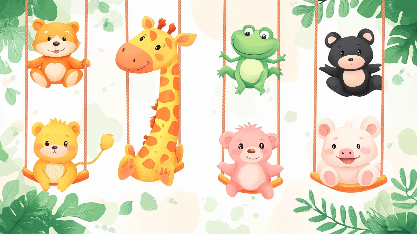 动物乐园 可爱动物荡秋千