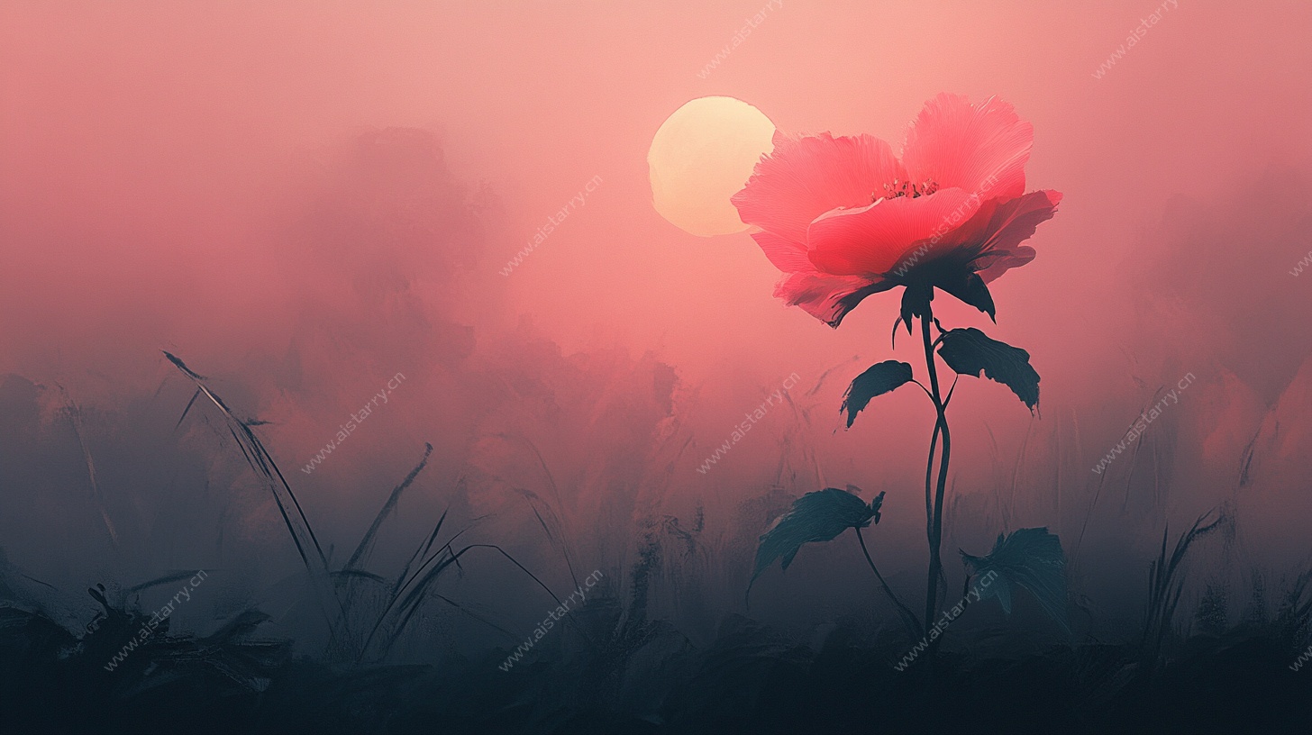 夕阳下的独绽玫瑰