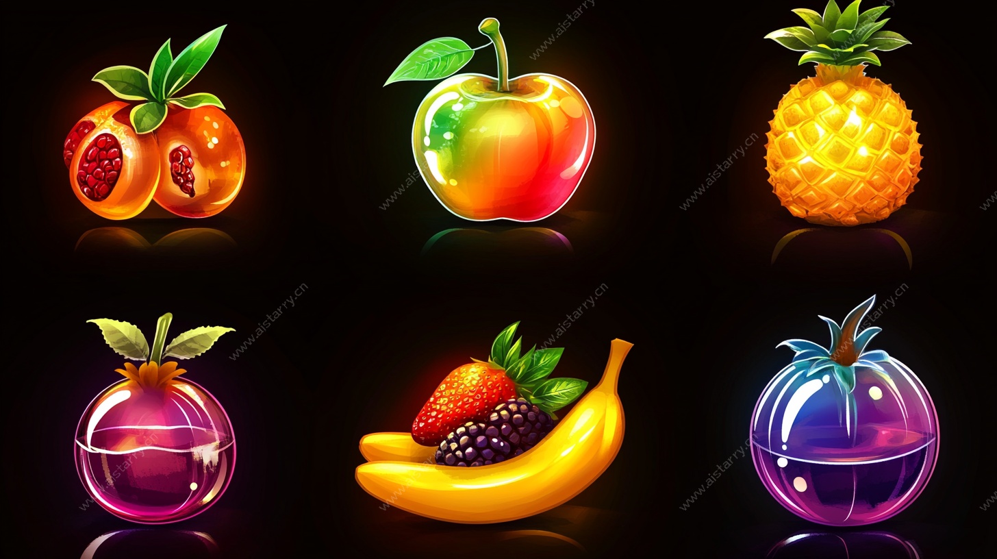 炫彩立体水果图标集合